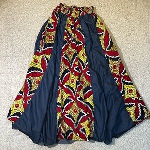 Handmade One of a Kind Bohemian African Printed Maxi Skirt OS